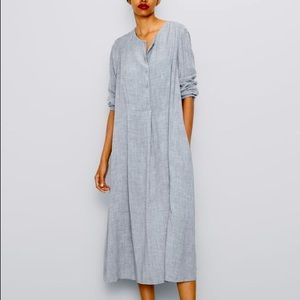 Zara Button Up Gray Dress. Size Large